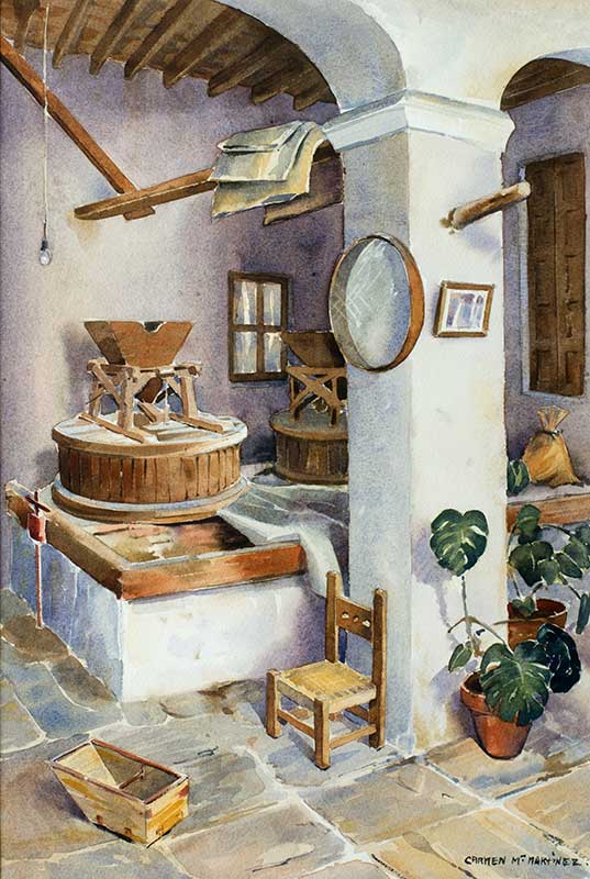 27- Acuarela. Interior de Molino

