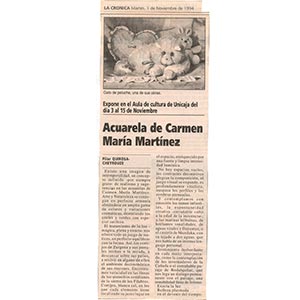 1- Recorte de prensa de acuarellista Carmen María Martínez