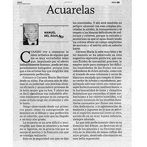 9- Recorte de prensa de acuarellista Carmen María Martínez