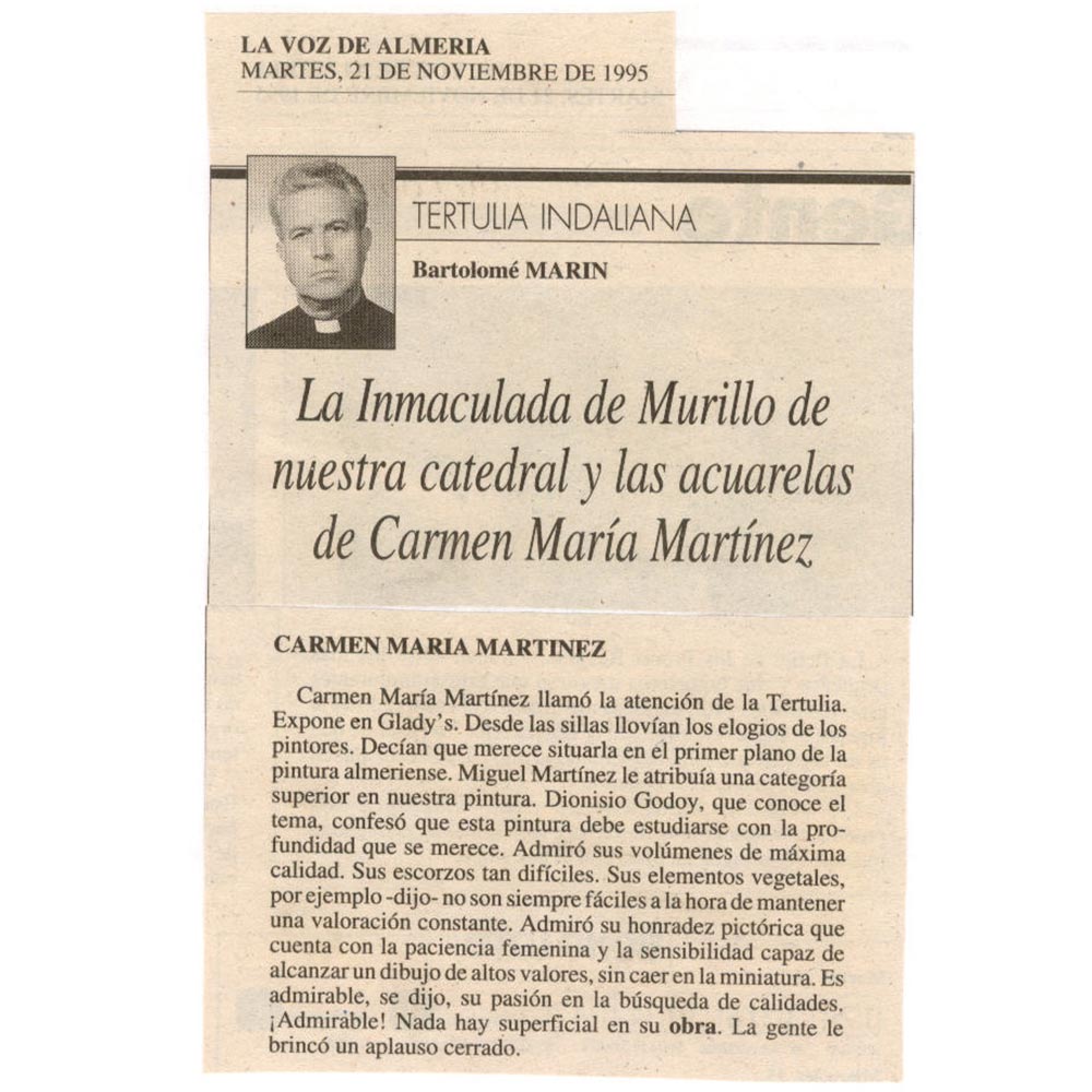 3- Prensa de la acuarelista Carmen María Martínez-de Bartolomé Marín